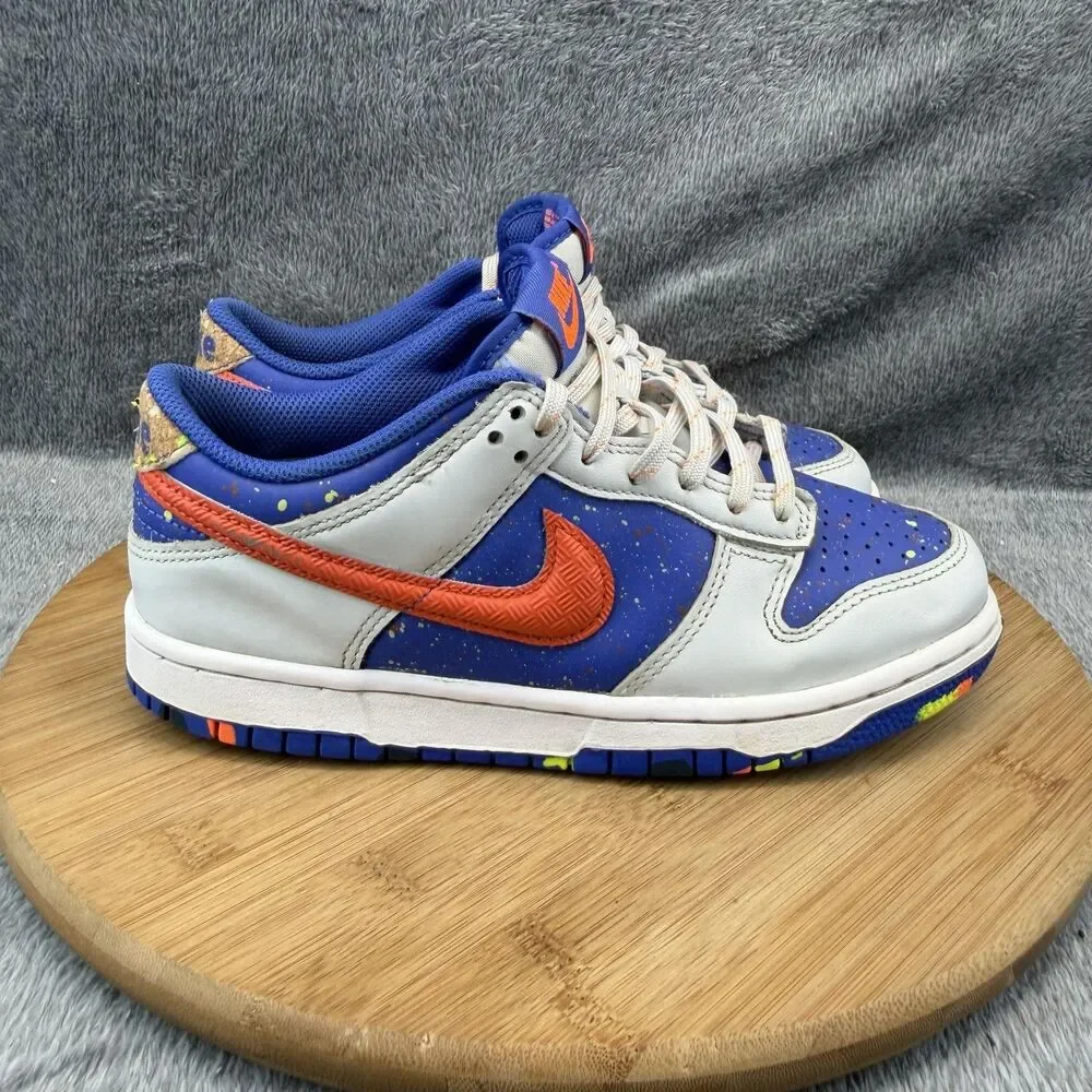 Nike Dunk Low Shoes Boys Size 5.5Y Blue Orange Speckle Sneakers HJ9233-025